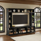 All-In-One Entertainment Center with Bookshelves & Tempered Glass Doors