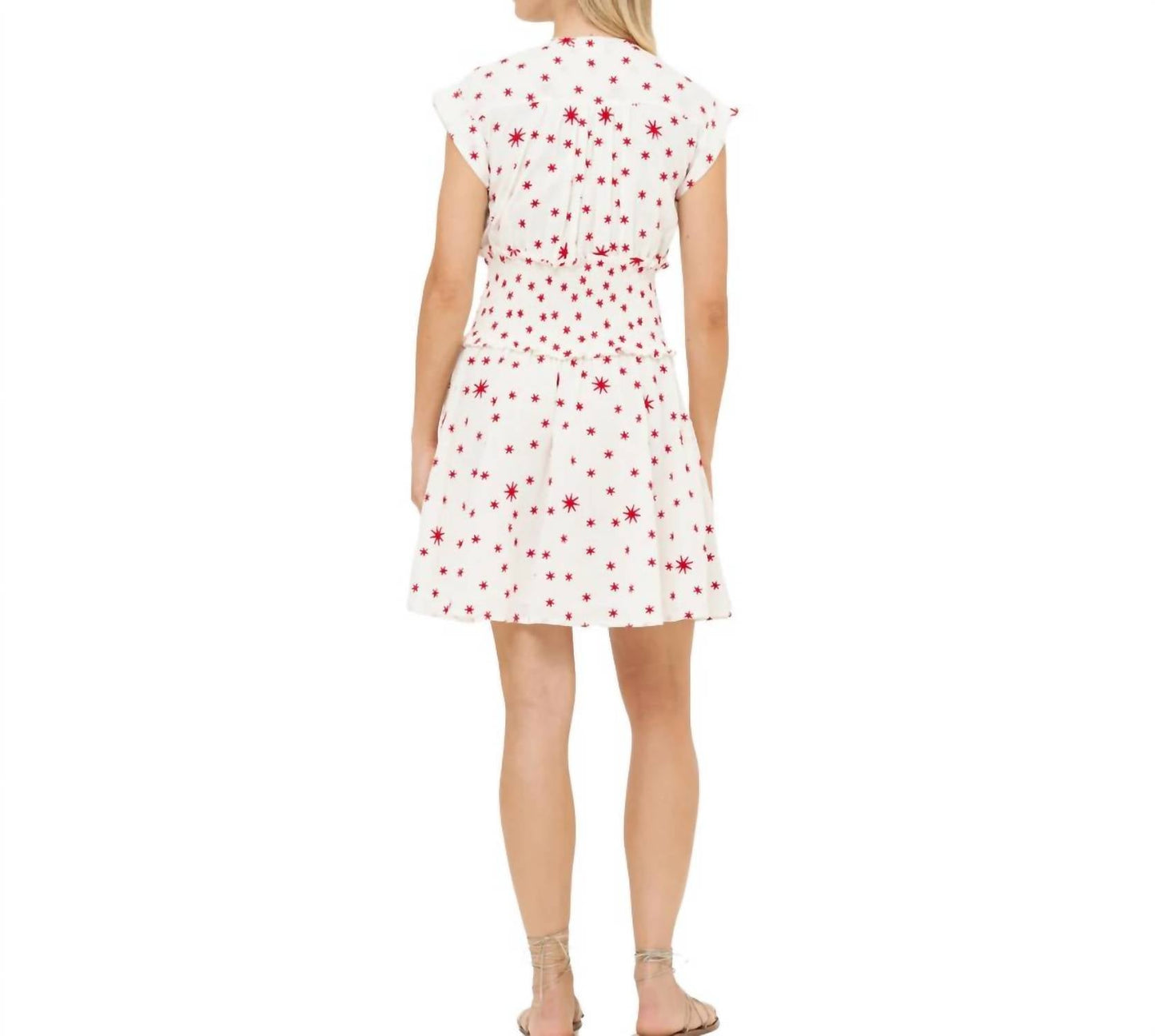 Oliphant - Smocked Waist Roll Sleeve Mini Dress