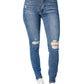 Judy Blue - Mid Rise Tummy Control Destroy Skinny Jeans