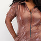 The Curve La - Plus Size Animal Print Collared Front Zipper Jumpsuit