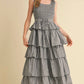 &Merci - Multi Stripe Smocked Bodice Layered Midi Dress
