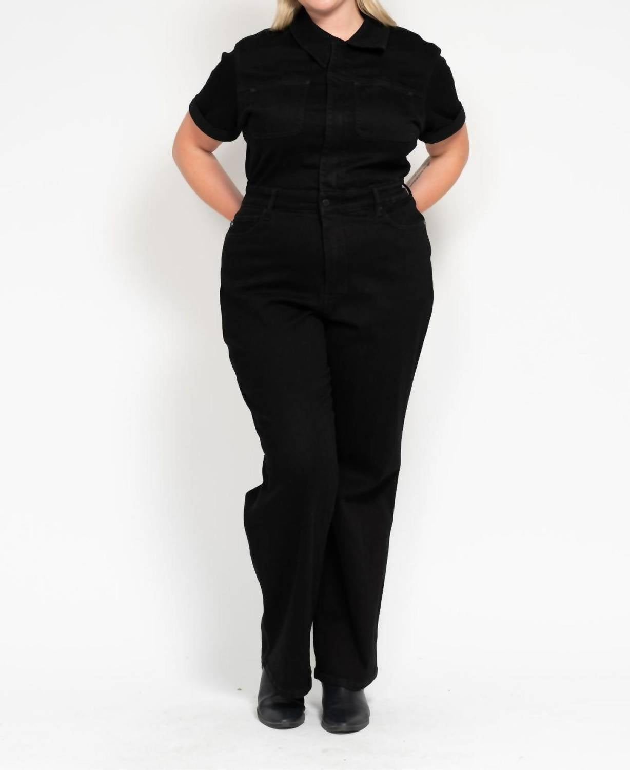 Judy Blue - High Waist Tummy Control Jumpsuit Straight Leg Jeans - Plus