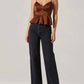 Astr - Paislee Satin Pleated Peplum Top