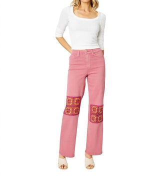 Judy Blue - Crochet Patch Garment Dyed Jeans