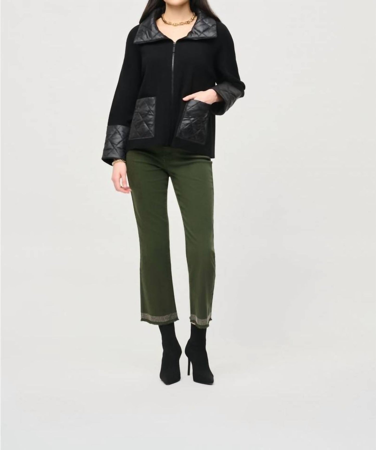 Joseph Ribkoff - Quilted Zip Front Knit Jacket