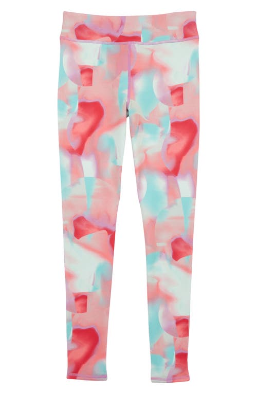 zella Live In Reversible Yoke Leggings in Pink Confetti Color Clouds, Size Large