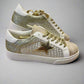 1 The Woman - Glitter Star Patchwork Leather Lace-up Sneakers