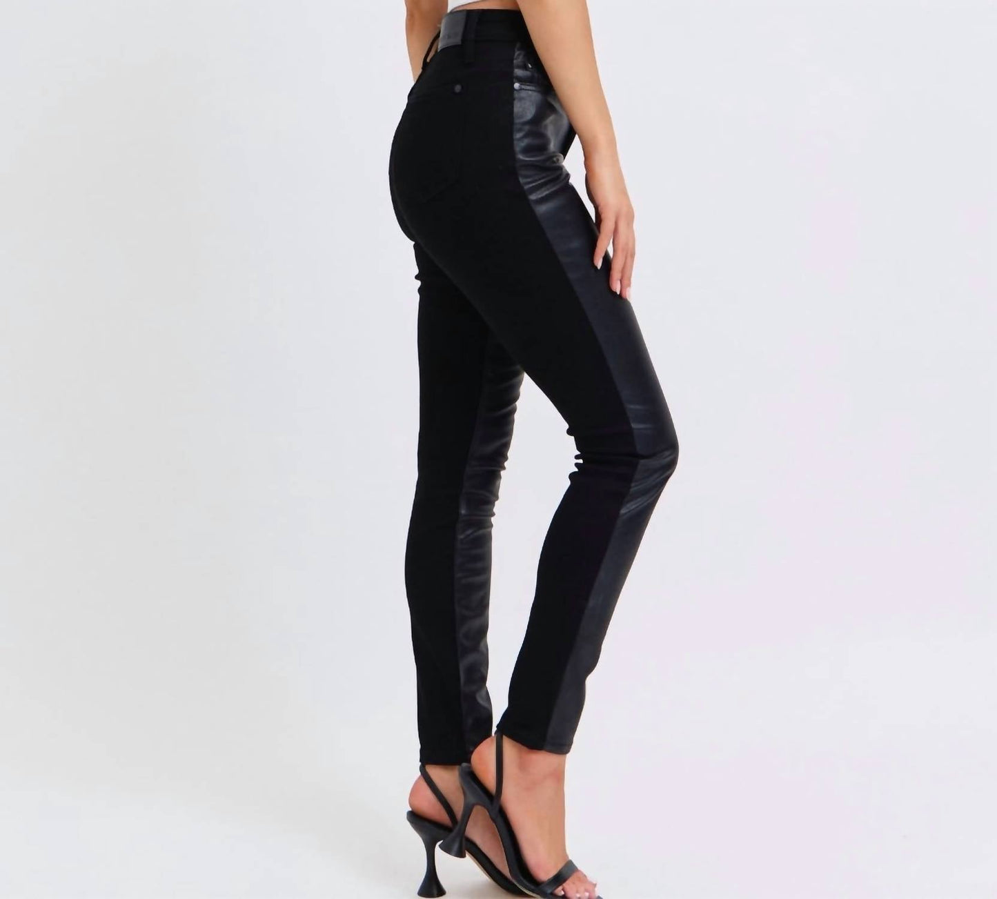 Judy Blue - High Waist Faux Leather & Denim Skinny Jean