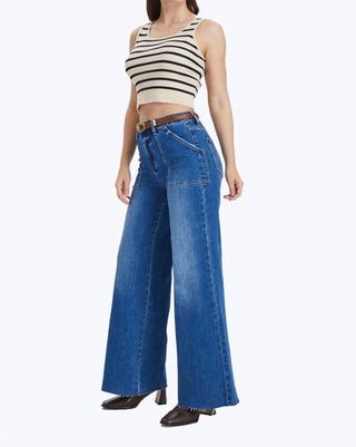 Bayeas - Women's Utility Patch Pocket Wide Leg Jean