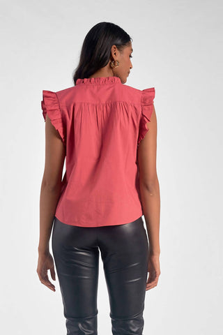 Elan - Sleeveless Ruffle Edge Top