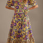 Celia B - Linen Puff-sleeve Midi Dress