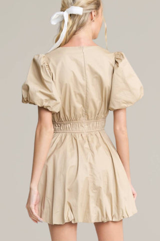In The Beginning - bubble hem tie front mini dress