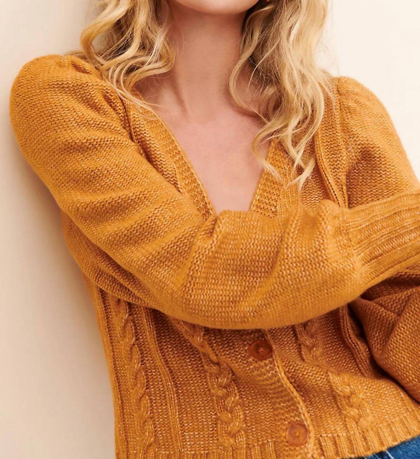 525 America - America Cable Knit V-neck Cardigan