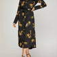 Umgee - Long Sleeve Cheetah Cheeta Print Midi Dress