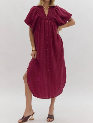 Entro - Bubble Sleeve Midi Dress