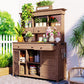 Topmax 65.7'' Tall Garden Potting Bench Table with Hutch