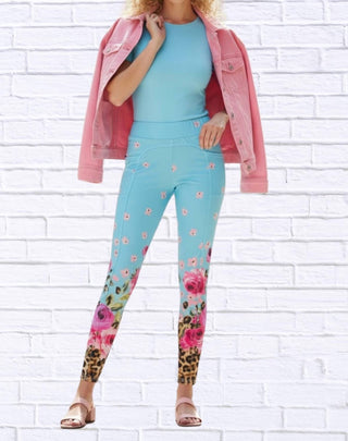 Calypso - Daniela Sienna Print Stretch Knit Leggings