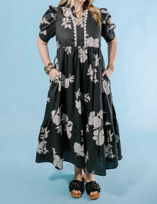 Entro - Floral Midi Dress With Scallop Detail