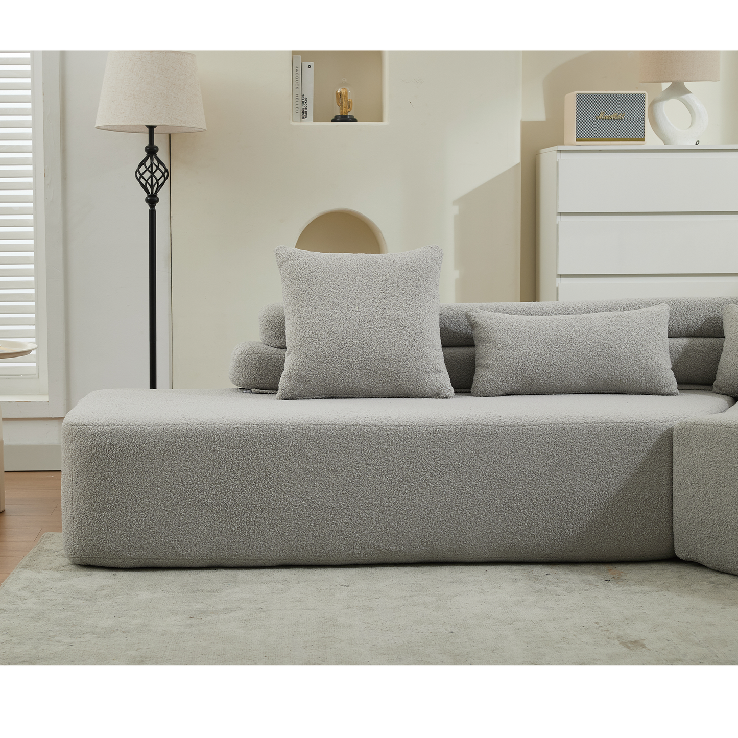 Minimalist Cloud Sectional Couch - 4-Seater in Light Gray