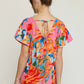 Entro - Floral Babydoll Ruffle Sleeve Top