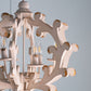 6 Light White Wood and Iron Chandelier with Adjustable Chain