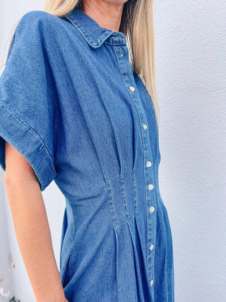 Entro - Classic Chic Denim Midi Dress