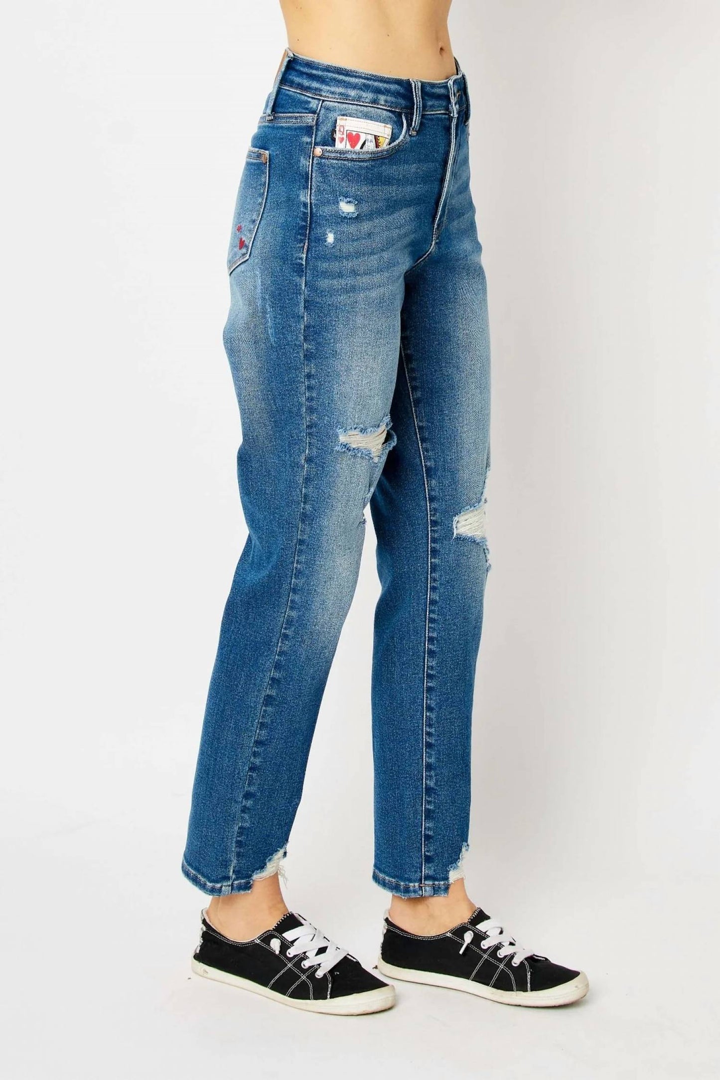 Judy Blue - High Waist Queen of Hearts Coin Pocket Boyfriend Jeans