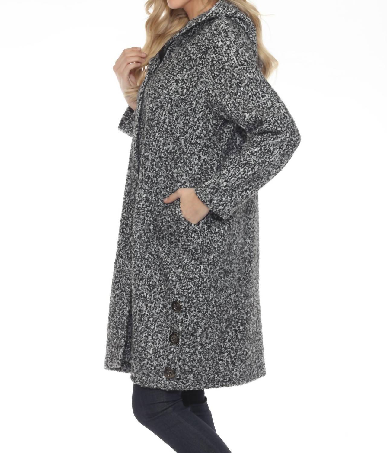Joseph Ribkoff - Relaxed Hooded Bouclé Coat