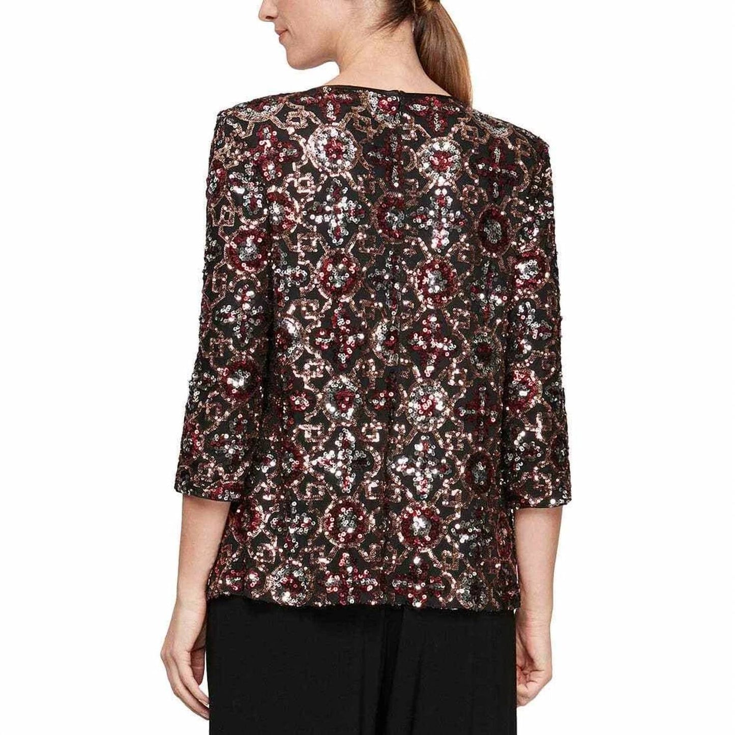 Alex Evenings - Stretch Sequin Mock Twin Set Top - Plus
