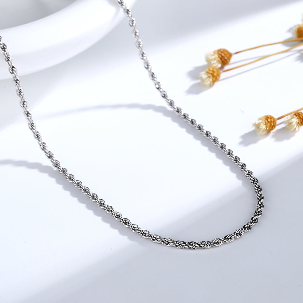 14K White Gold Rope Chain