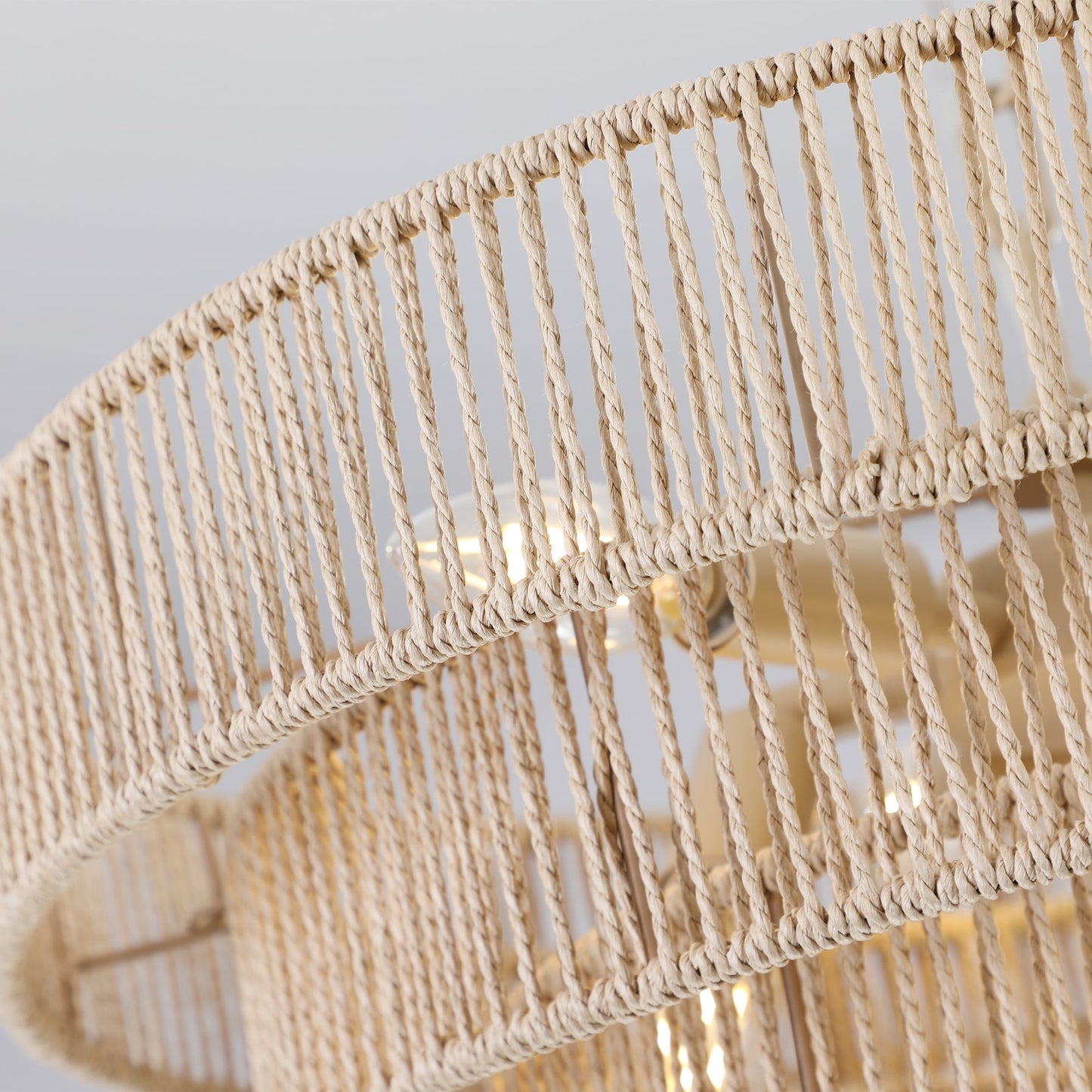 20' Modern 4-Layer Woven Hemp Rope Chandelier