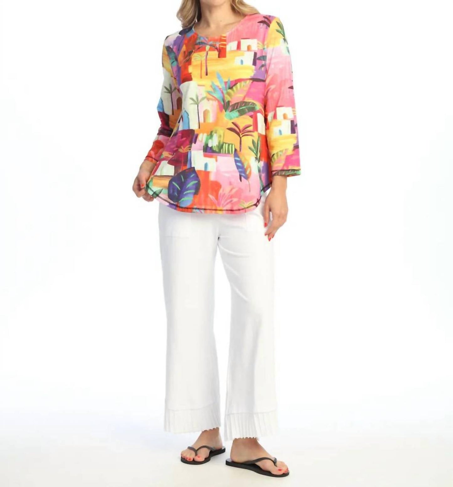 Jess & Jane - Cancun Round Neck 3/4 Sleeve Top