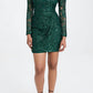 Black Halo - Santorini Lace Sequin Long Sleeve Mini Dress