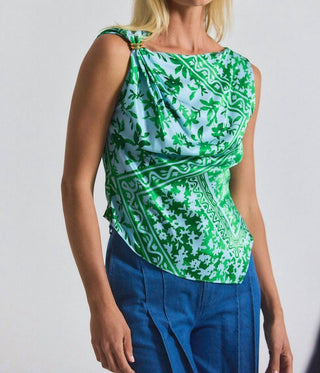 Derek Lam 10 Crosby - Ariel Tile Print Asymmetrical Top