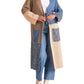 Elan - Long Colorblock Duster Sweater with Pockets