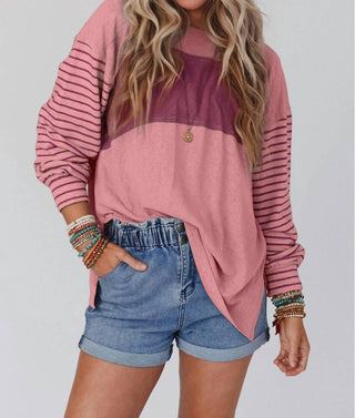 Lovesoft - Clashing Stripe Bishop Sleeve Top