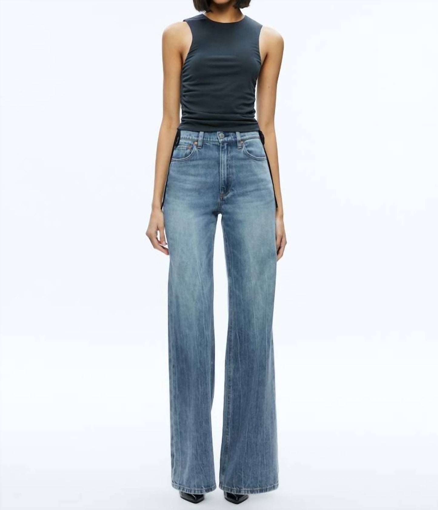 Alice + Olivia - Chrissy Crewneck Ruched Crop Top