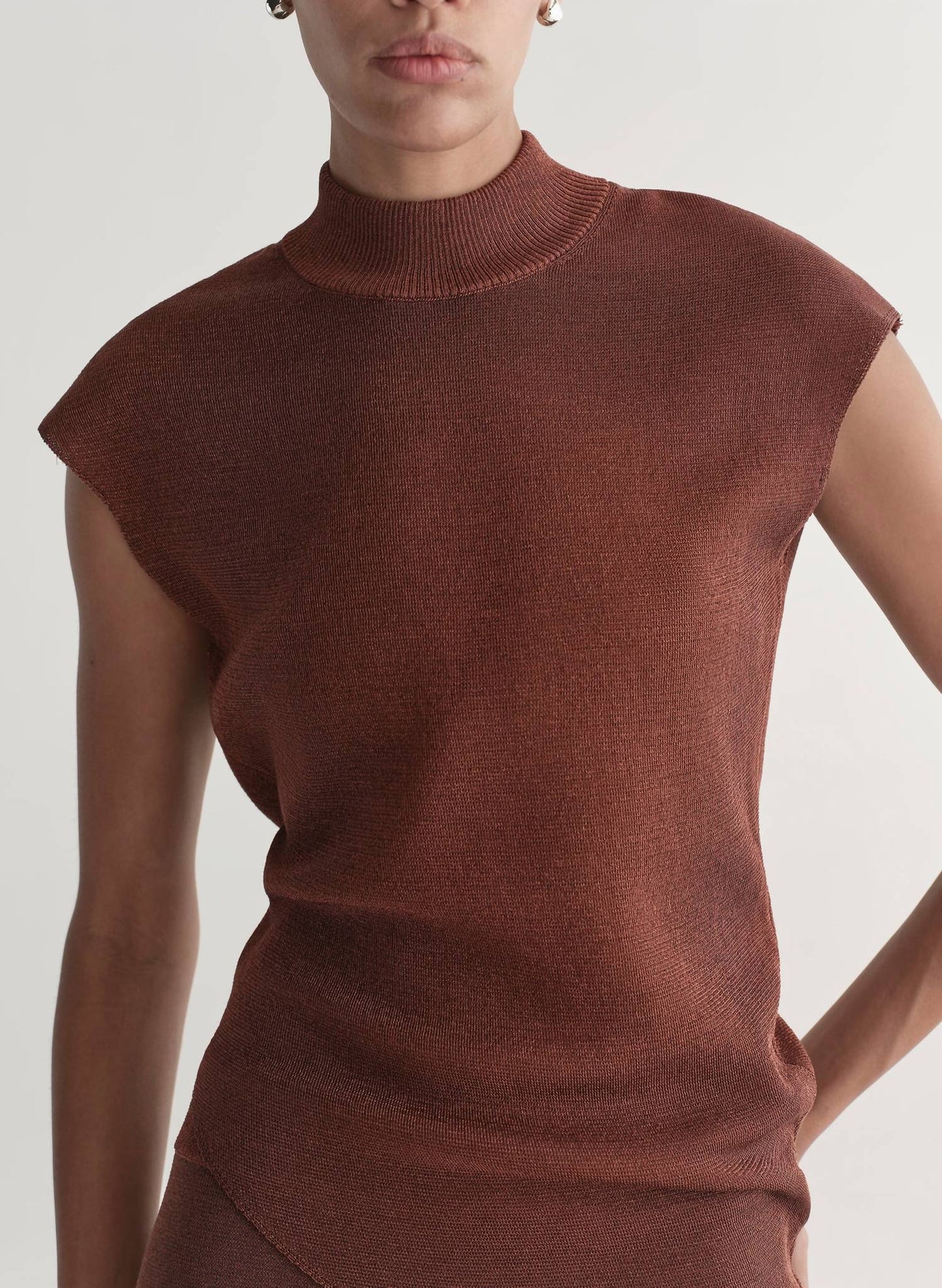 A.L.C. - Edith Metallic Knit Asymmetric Top