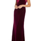 Adrianna Papell - Off Shoulder Pleated Front Velvet Gown