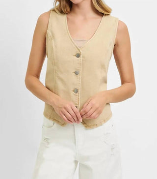 Risen - Full Size V Neck Button Down Vest Plus Size
