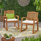 Della Wood Armchair Set of 2 Outdoor Dining Chairs - Cream