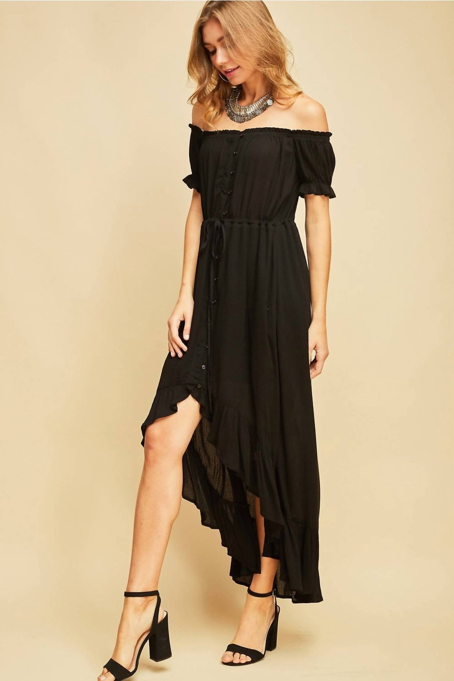 Entro - Off the Shoulder High Low Dress