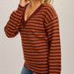 Hem & Thread - V-neck Striped Bubble Sleeve Sweater
