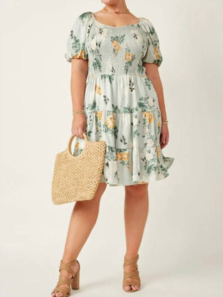 Hayden La - Romantic Floral Smocked Sheen Dress