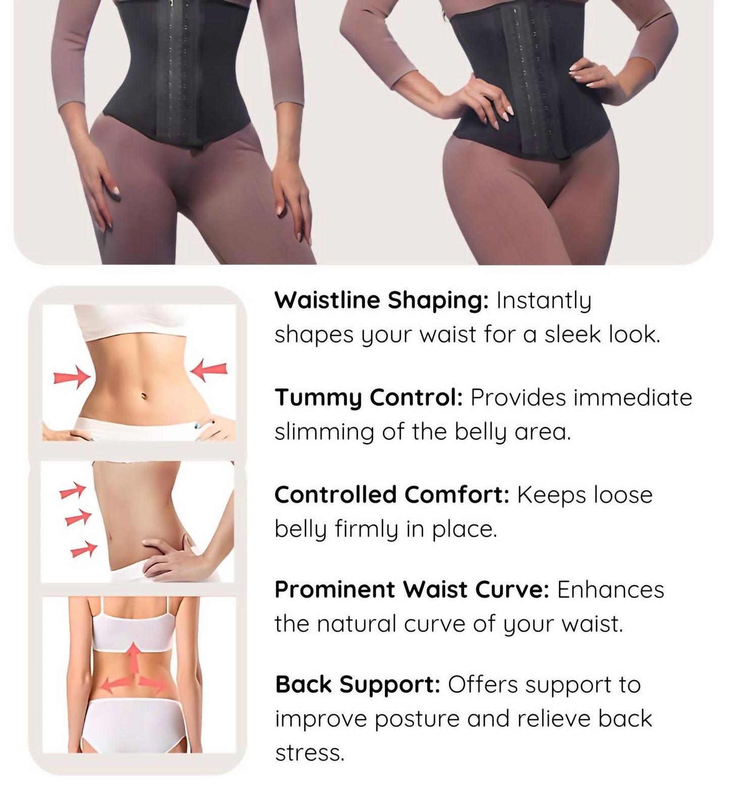 Siluets - High-Compression Waist Cincher with Double Lining and 100% Natural Latex