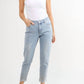 Orly - Button Front Jeans with Floral Cutouts and Bling