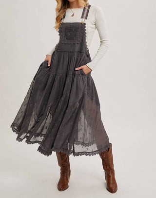 Bluivy - Lucy Lace Embroidered Tulle Bib Maxi Dress