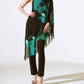 Joseph Ribkoff - Floral Print Asymmetric Chiffon One-shoulder Top