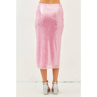 Idem Ditto - Mermaid Sequin Midi Skirt With Side Slit