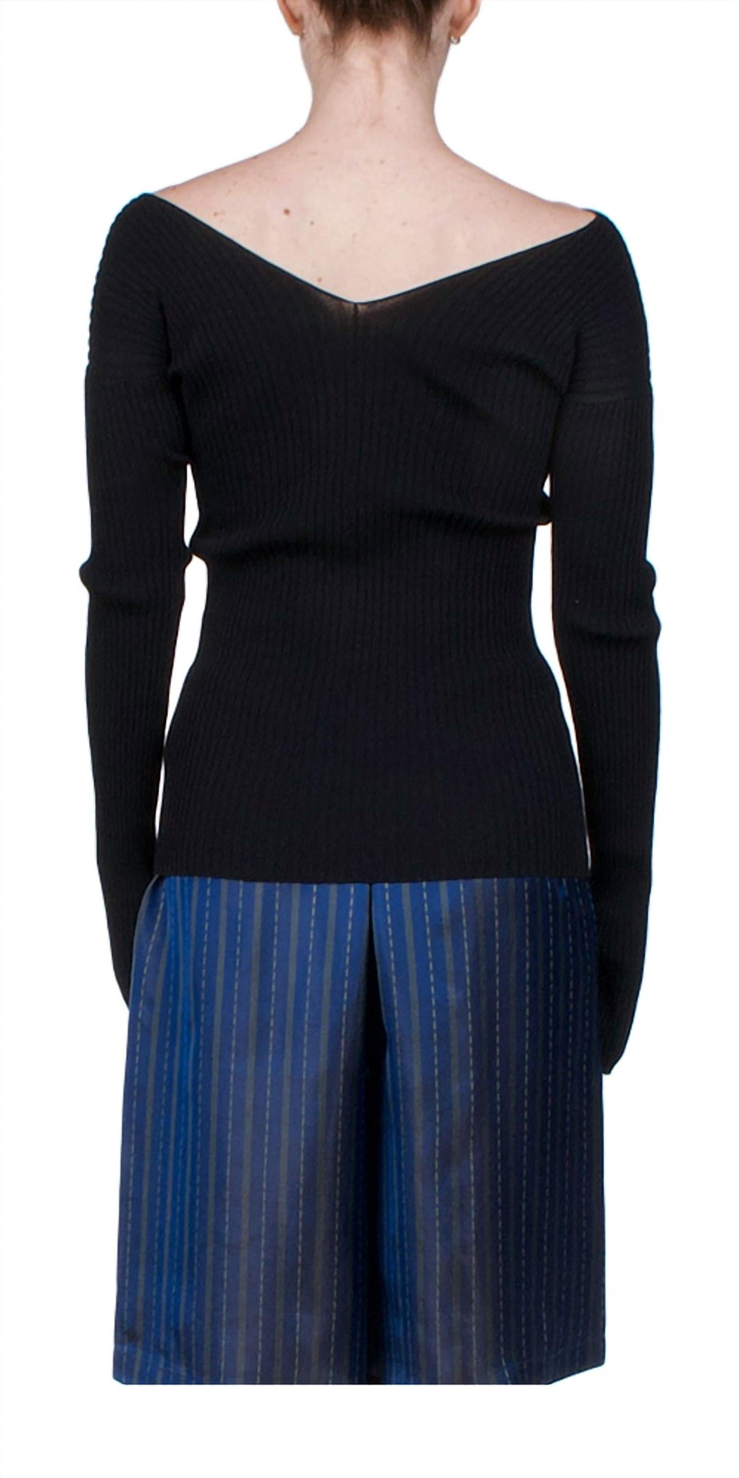 6397 - Women's Ribbed Double-v Top